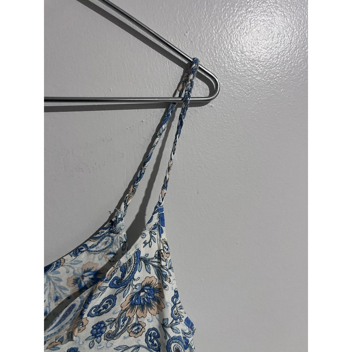 Patrons Of Peace Tank Womens S Blue Camisole Floral Ruffle Lightweight