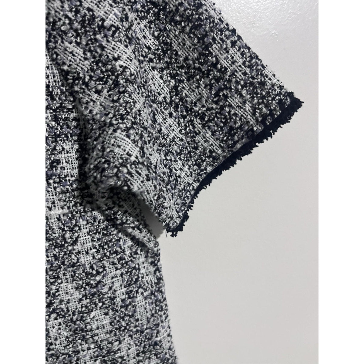 Isaac Mizrahi Dress Womens M Black Check Shift Knee Length Tweed Pockets