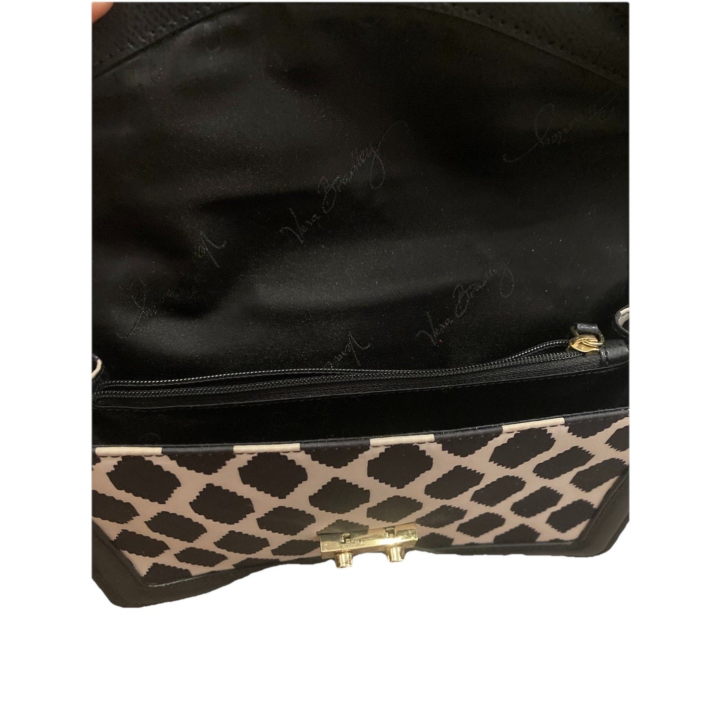 VERA BRADLEY Tess Crossbody Flap Purse Ikat Spots Black & Cream 15624-368481