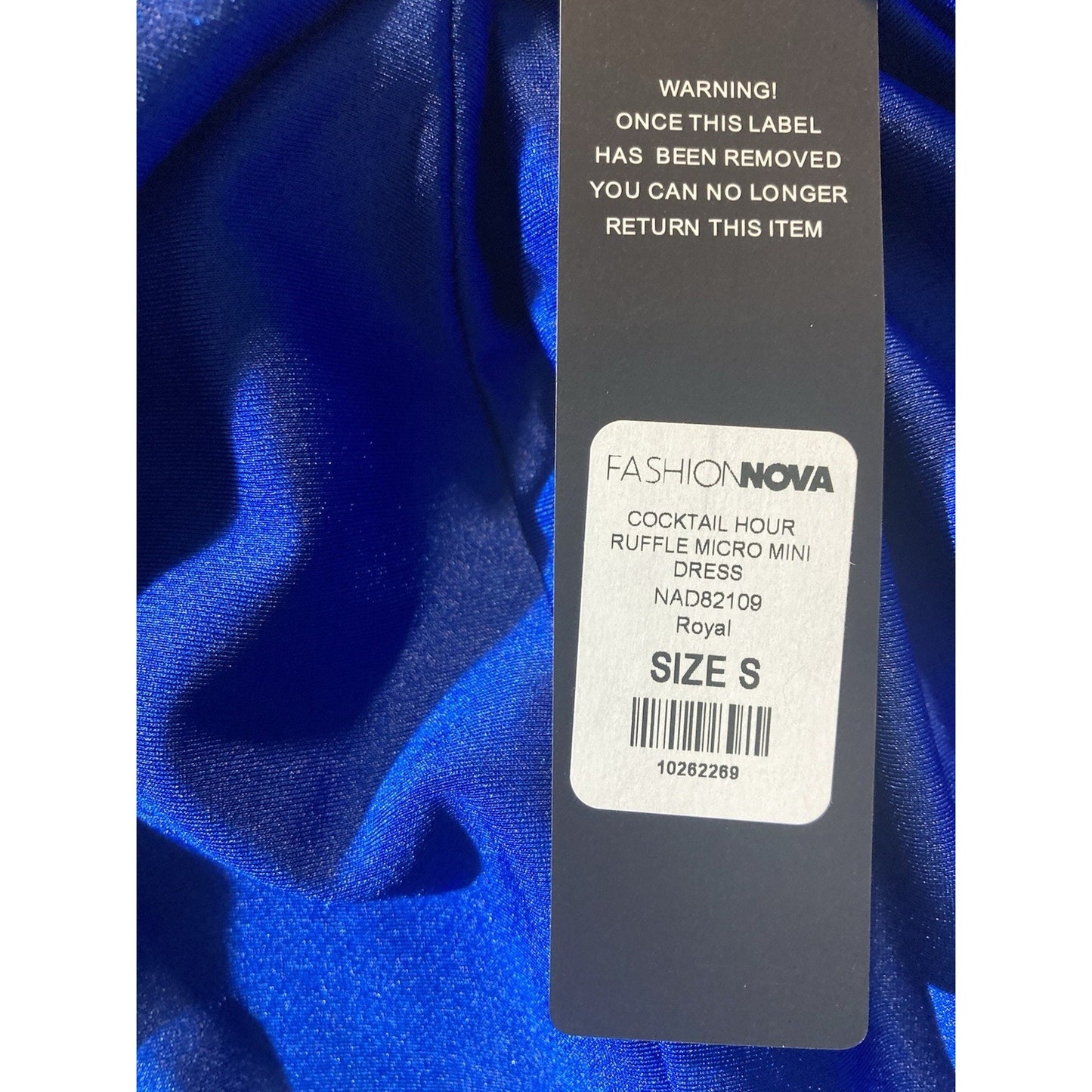 NWT Fashion Nova Cocktail Hour Ruffle Micro Mini Dress - Royal Blue Size Small