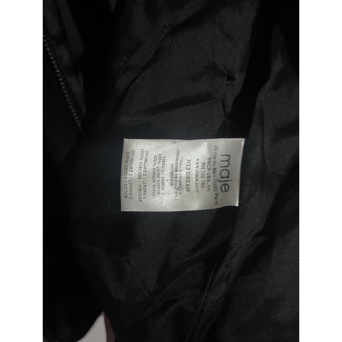 Maje Jacket Womens 36 Black Tweed Wool Full Zip Lined Pockets Slim Fit