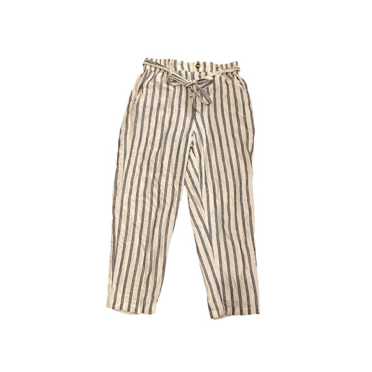 American Eagle Women's Striped Paperbag Pants Cuffed Tie Belt Pants Size M