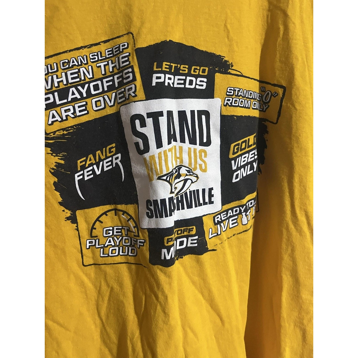 Nashville Predators Shirt Mens XL Yellow NHL Hockey Smashville Fruit Of The Loom