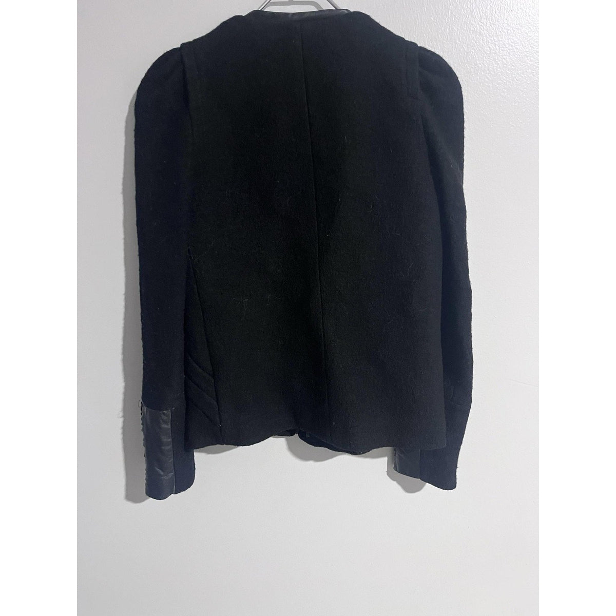 Maje Jacket Womens 36 Black Tweed Wool Full Zip Lined Pockets Slim Fit