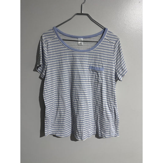 Liz Claiborne Pajama Top Womens L Blue Striped Jersey Cotton Rayon Sleepwear