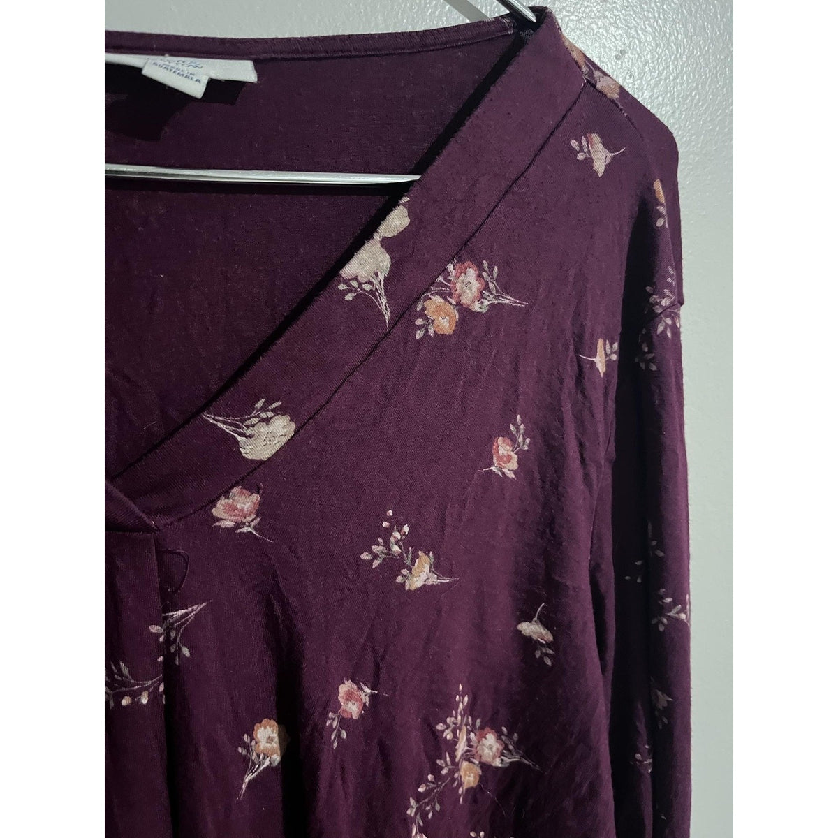 Croft & Barrow Blouse Womens 2XL Purple Tunic Floral Rayon Spandex Stretch