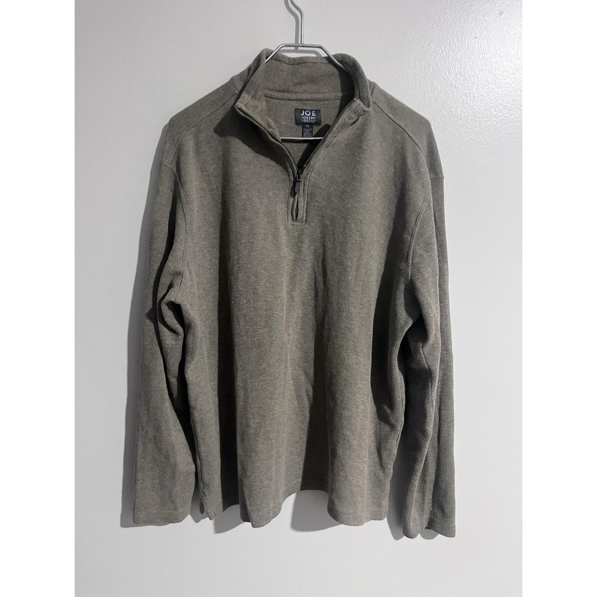 JOE Joseph Abboud Sweater Mens XL Gray 1/4 Zip Mock Neck Waffle-Knit Cotton