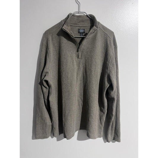 JOE Joseph Abboud Sweater Mens XL Gray 1/4 Zip Mock Neck Waffle-Knit Cotton