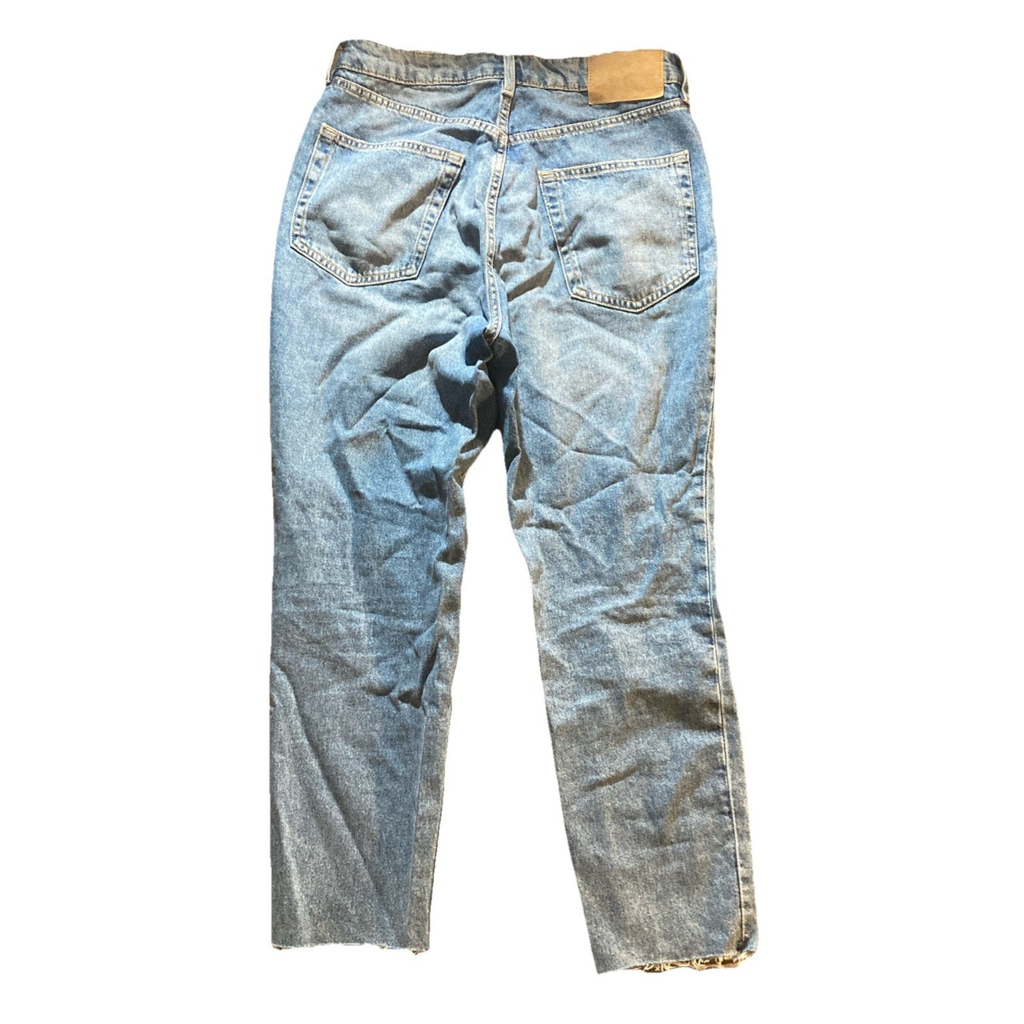 Divided H&M Ankle Distressed Raw Hem Women's size 8P Medium Blue Denim Jeans