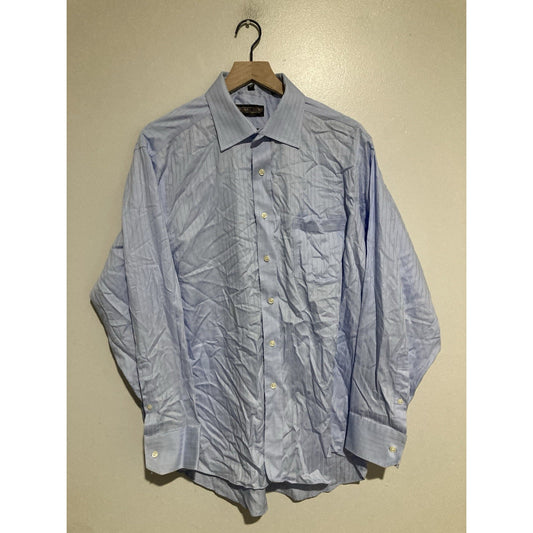 Donald J Trump Dress Shirt Mens 17.5” 34-35 Blue Button Up Long Sleeve