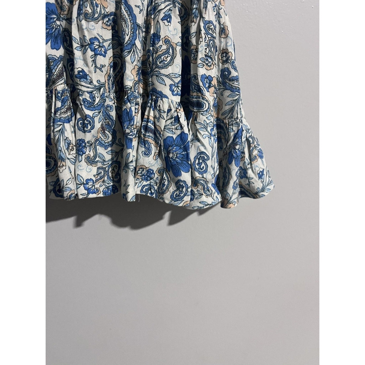 Patrons Of Peace Tank Womens S Blue Camisole Floral Ruffle Lightweight