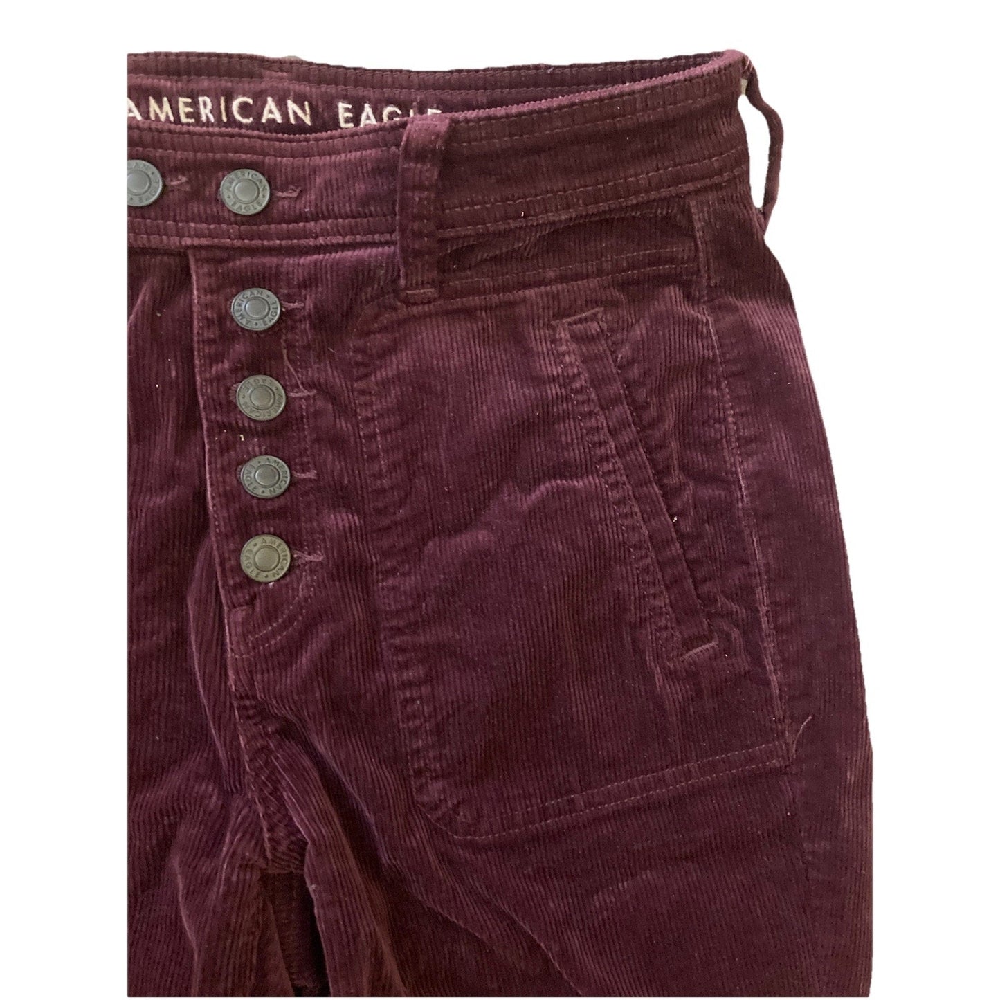 American Eagle Womens Y2K Burgundy Corduroy Jegging Pants Super Stretch Size 6