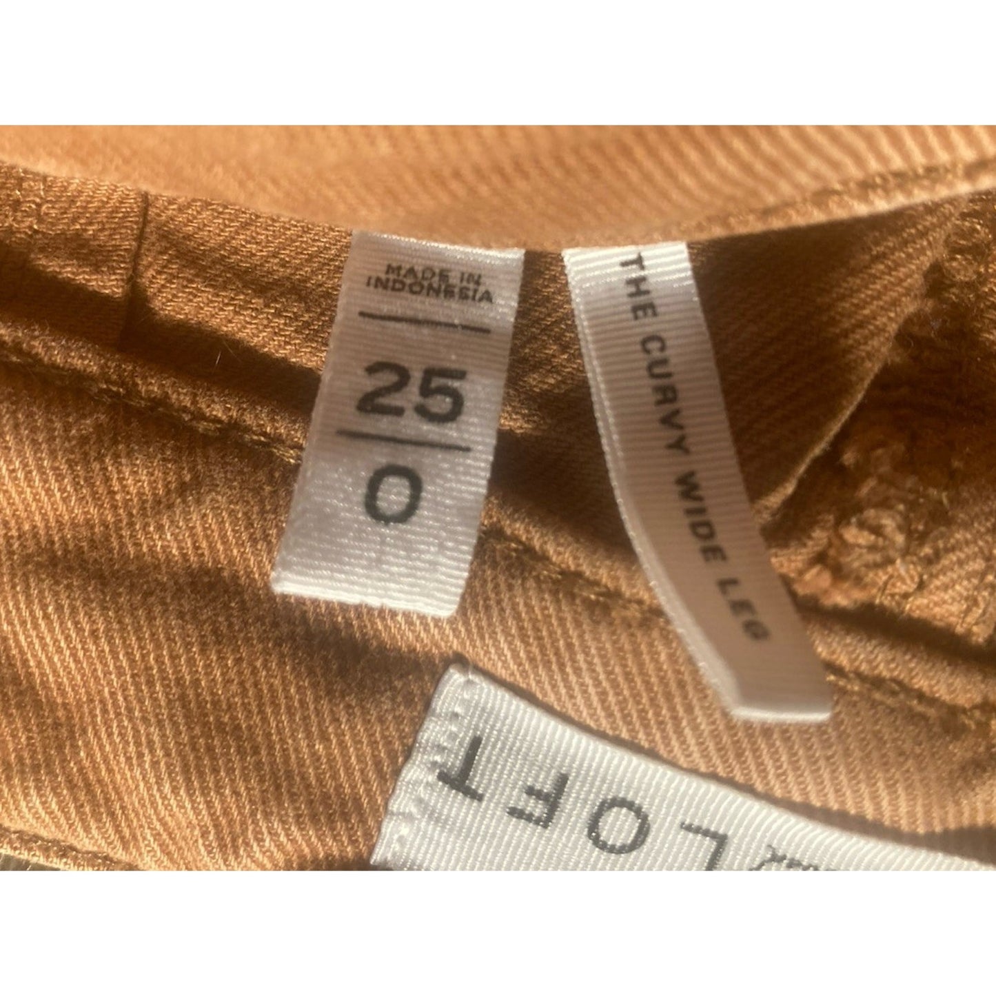 Loft Made and Loved Women's Jeans Light Brown High Waist Curvy Wide Leg 25/0