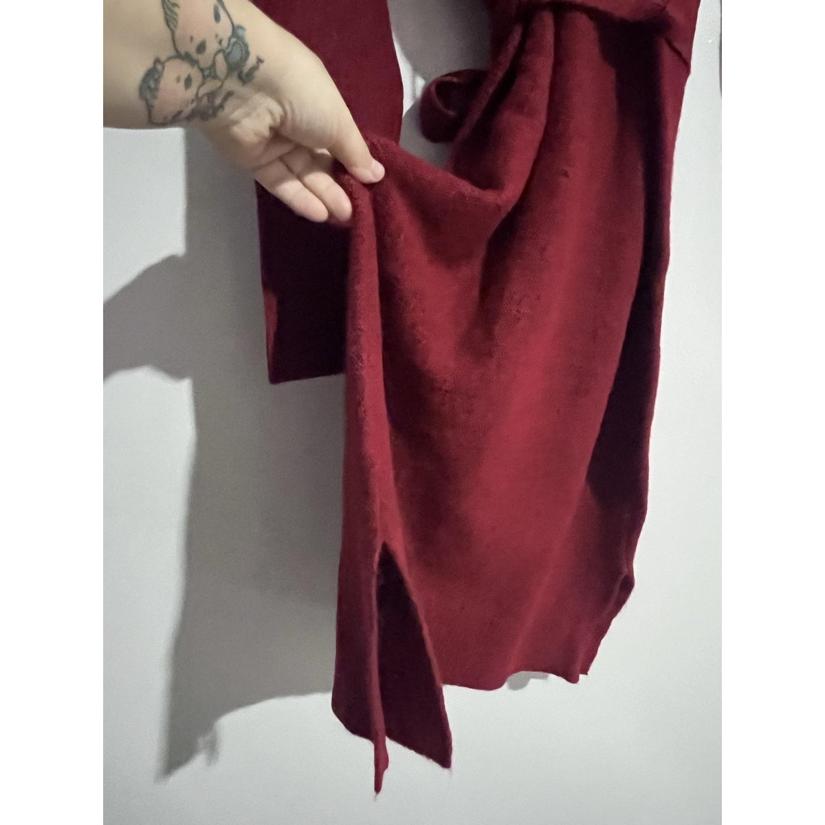 A New Day Dress Womens S Red Sweater Dress Long Belted Mock Neck Knit Casual