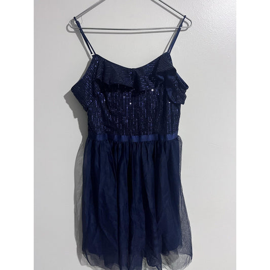 Wedtrend Dress Womens L Blue Fit & Flare Knee Length Sequin Off Shoulder