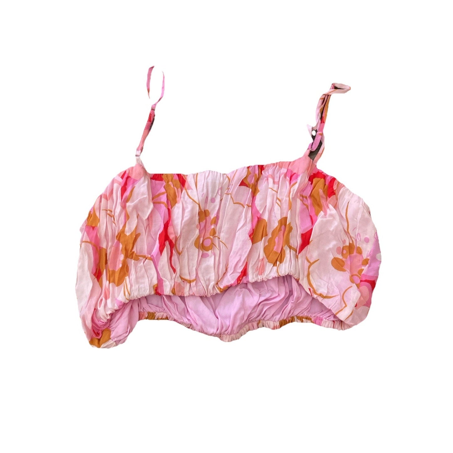 MINKPINK Pink Floral Spaghetti Strap Crop Top Size Small Australia Boho Chic
