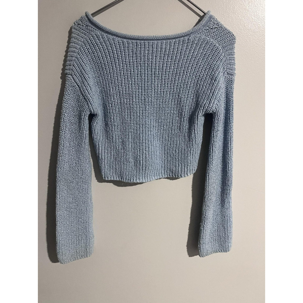 Altar'd State Sweater Womens 2XS Blue Open-Knit Lightweight Boat Neck Pullover