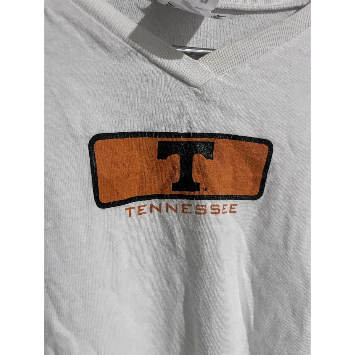 Anvil T-Shirt Womens L White Tennessee V-Neck Short Sleeve Preshrunk Relaxed