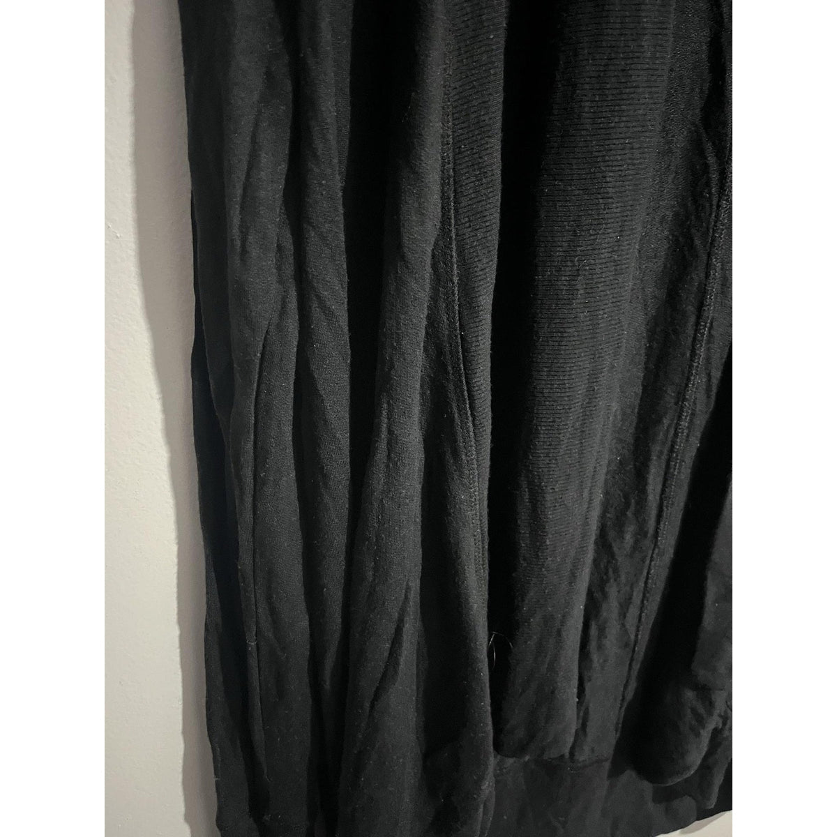 Athleta Cardigan Womens XS Black Open Lightweight Stretch Collared Tight-Knit