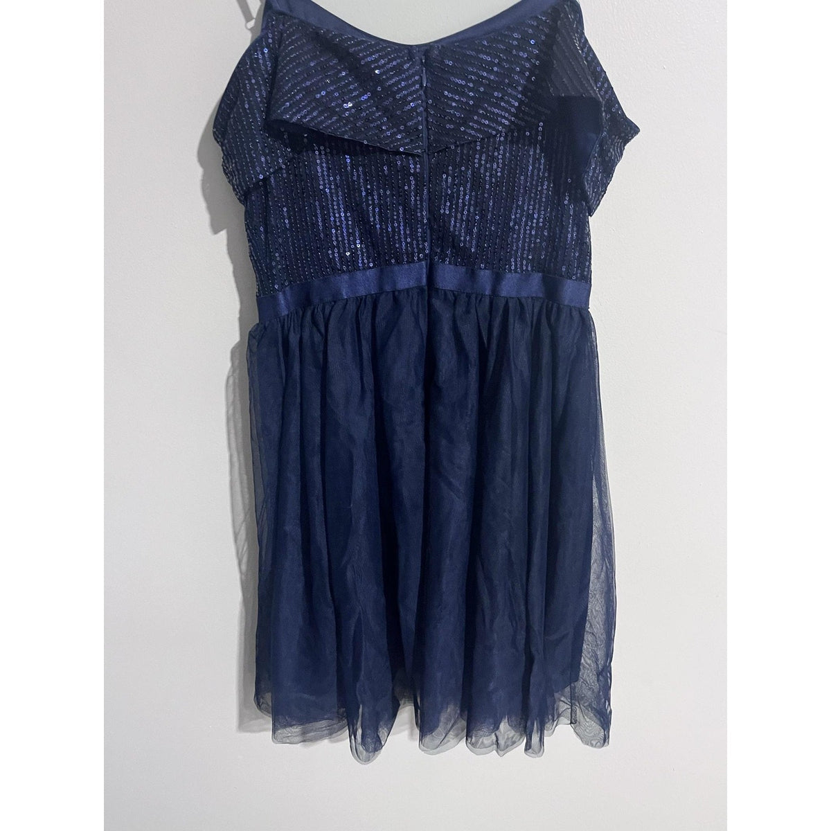 Wedtrend Dress Womens L Blue Fit & Flare Knee Length Sequin Off Shoulder