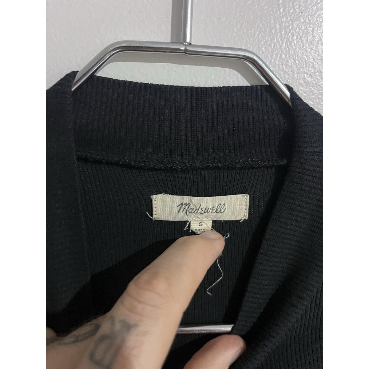 Madewell T-Shirt Womens S Black Mock Neck Slim Stretch Lightweight Basic