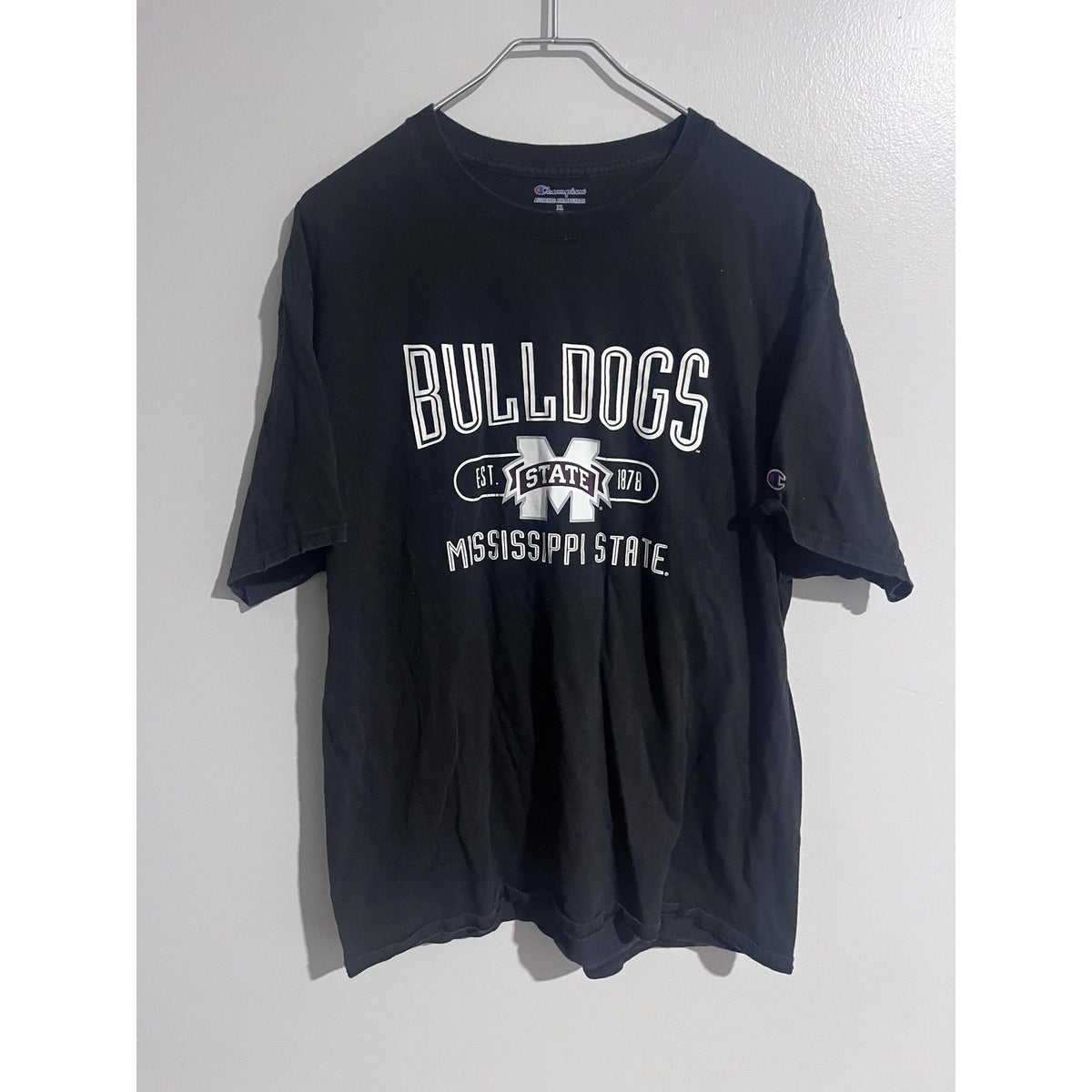 Champion Shirt Mens XL Black Short Sleeve Bulldogs Mississippi State Crew Neck