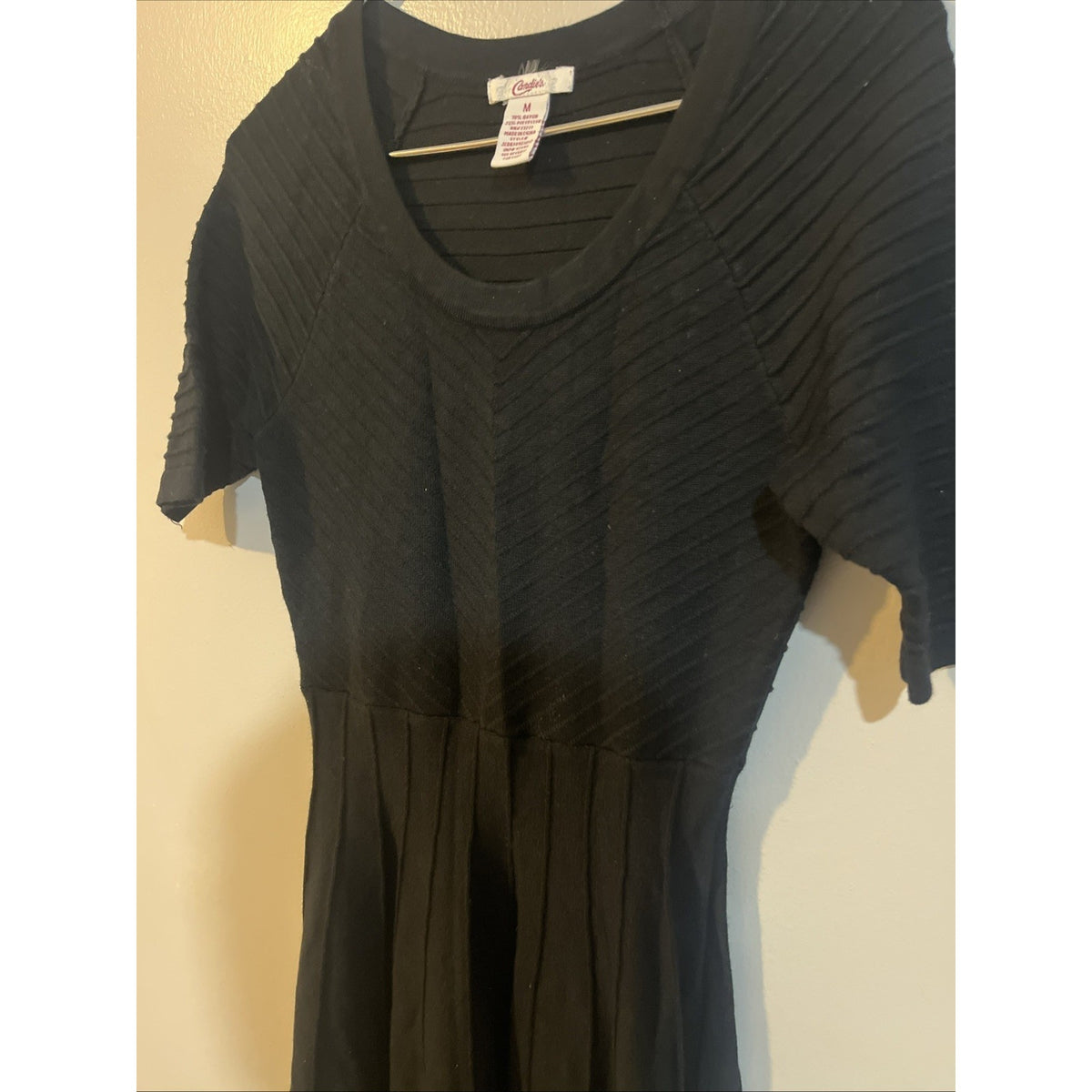 Candies Little Black Dress Woman Knit Textured Sweater Dress M Fit And Flare