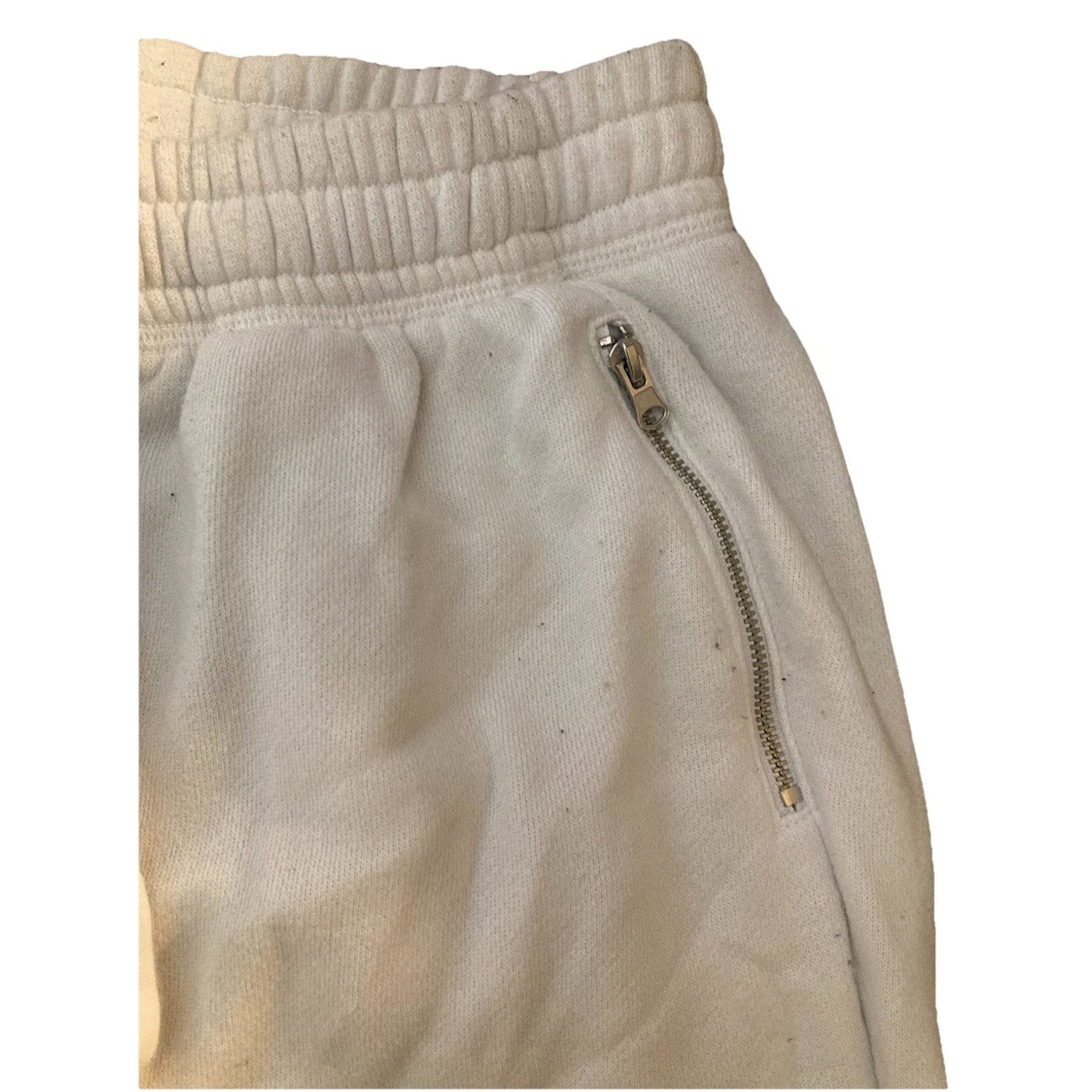 Aerie Womens XS White Cream Fleece Jogger Sweatpants with Zipper Pockets