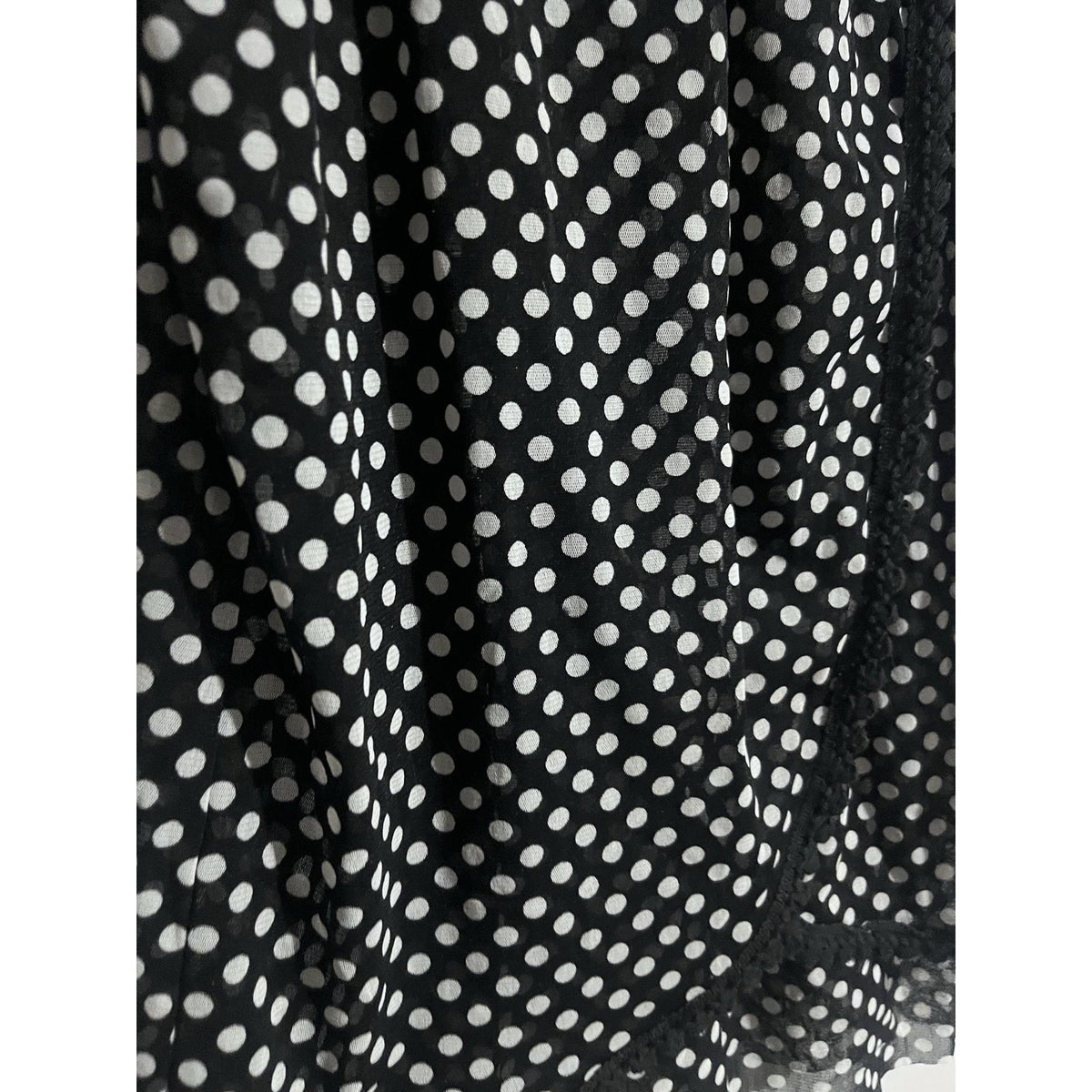 INC International Concepts Tank Womens S Black Polka Dot Sheer Ruffle Chiffon