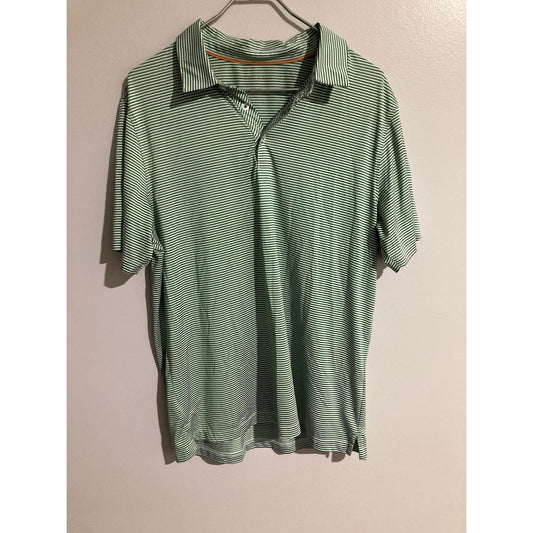 Michael Rouen Men’s Performance Polo Golf Shirt Striped Green Size L