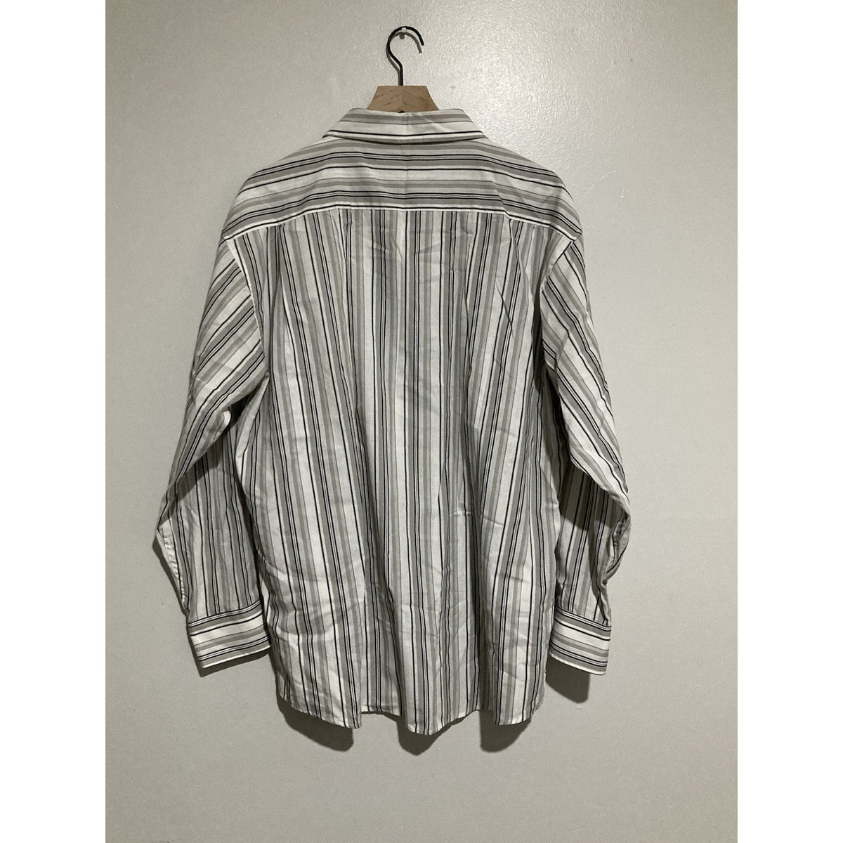 Striped Classic Dress Shirt Size XXL Beverly Hills Polo Club Black Gray White