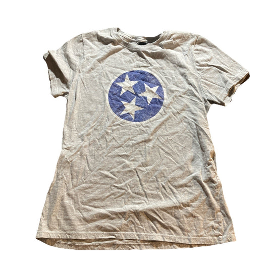 Gildan Softstyle Tennessee Flag Shirt Gray Faded Retro Size Medium