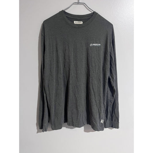 Magellan Outdoors Shirt Mens L Gray Long Sleeve Logo Crew Neck Cotton Polyester