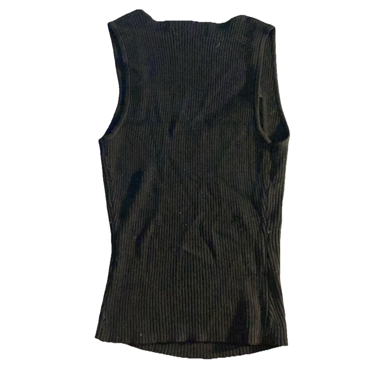 Y2K SO Black Small Lined Ribbed Sleeveless Top Knit Shirt Tank Top