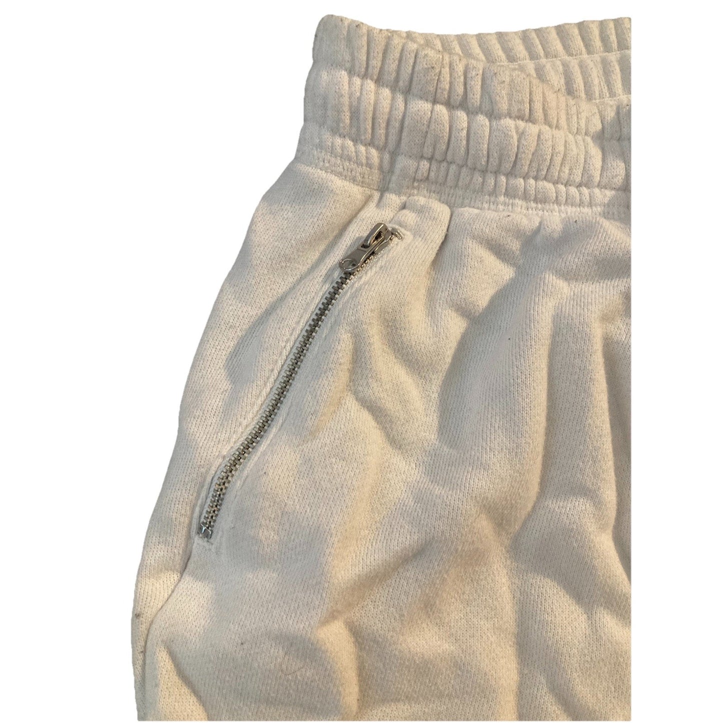 Aerie Womens XS White Cream Fleece Jogger Sweatpants with Zipper Pockets