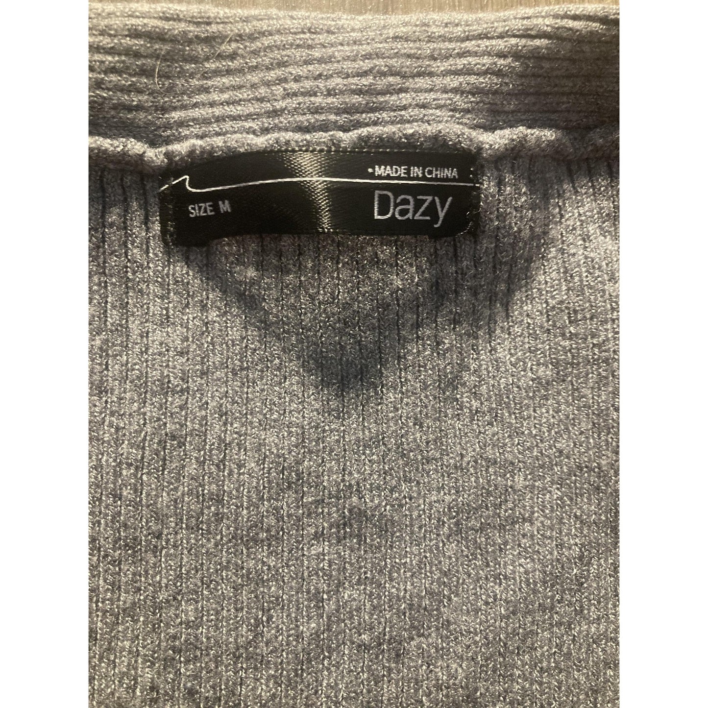 Dazy Sweater Womens M Gray Square Neck Long Sleeve Stretch Knit Top Pullover