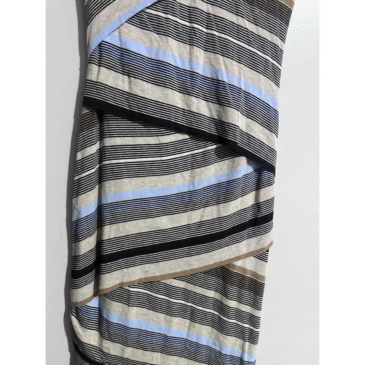 Bailey 44 Dress Womens XS Beige Striped Wrap Asymmetric Sleeveless Jersey