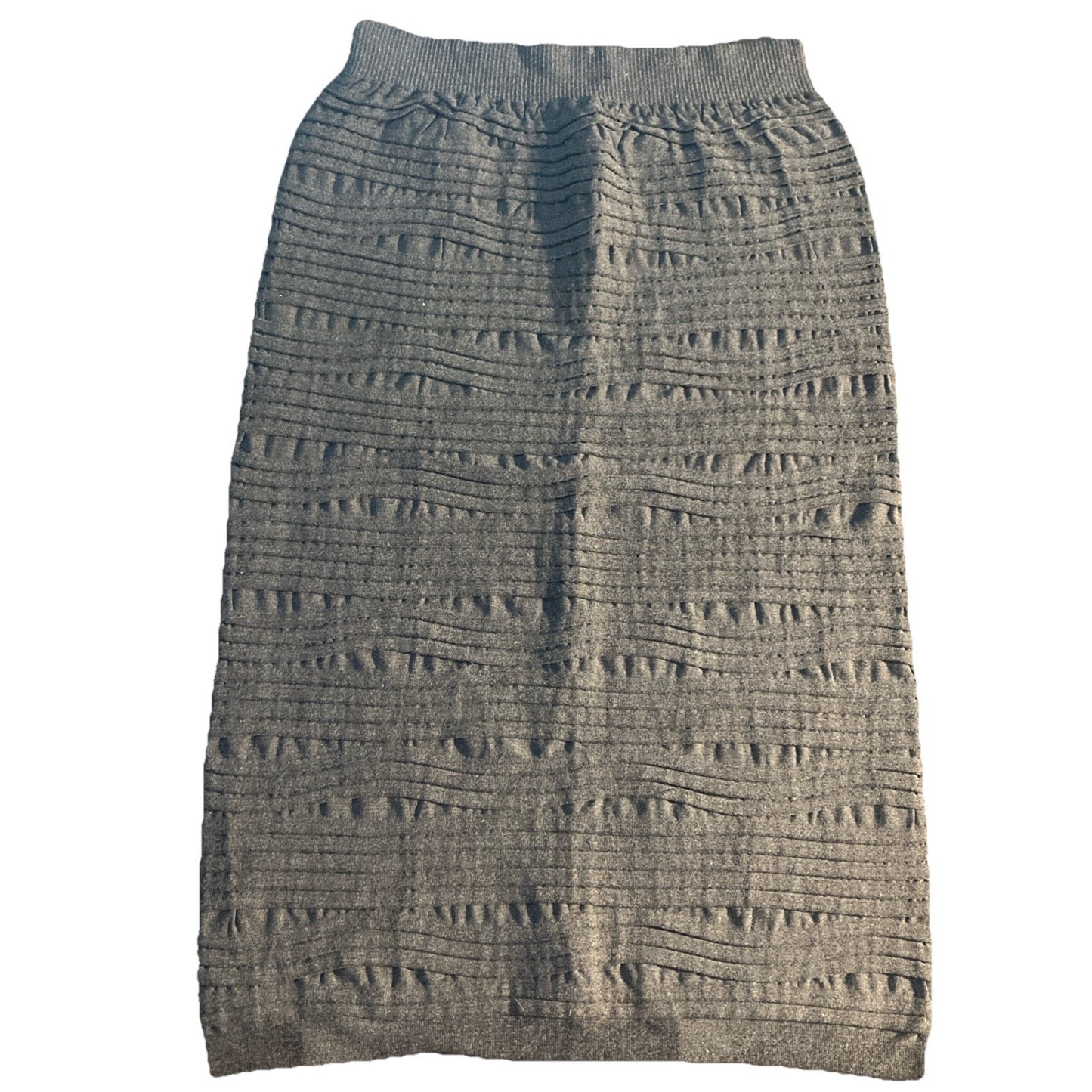 Prime Cut Women One Size Skirt Gray Layered Pencil Ribbed Elastic Waistline