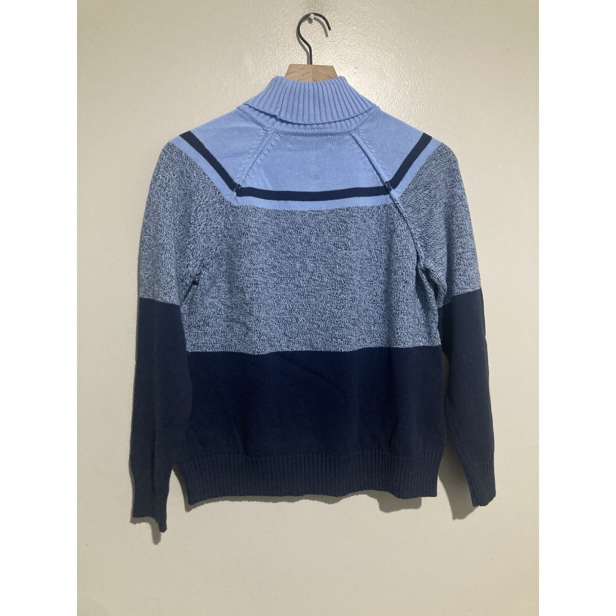 Karen Scott Striped Turtleneck Sweater Women’s Medium Blue Gray