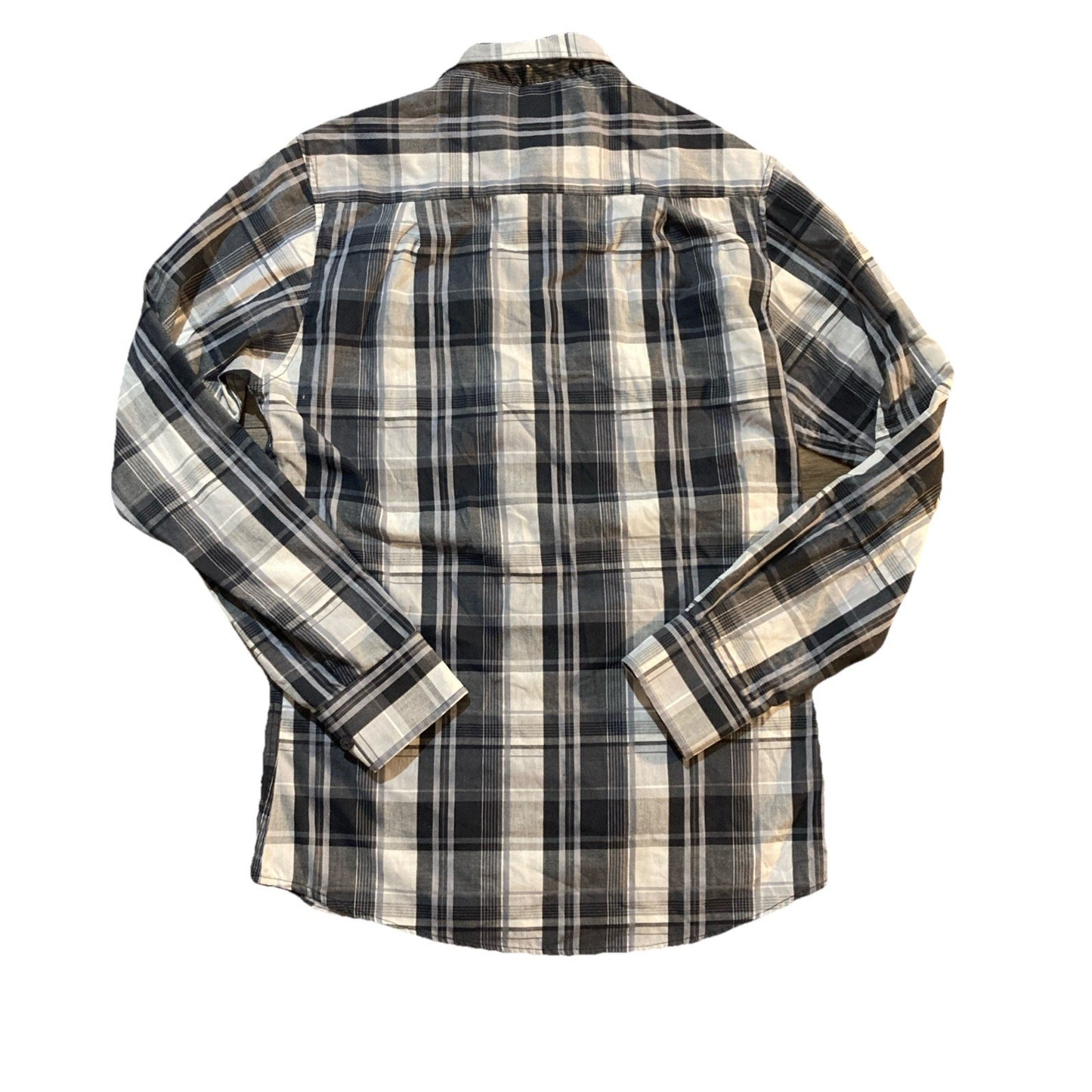 Airwalk Long Sleeve Button-Up Shirt Mens Large Blue Plaid Flap Pockets Skate Y2K
