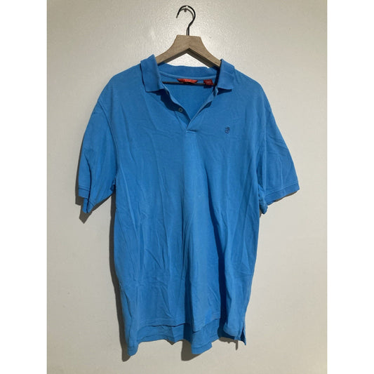 IZOD Polo Shirt Mens Size Large Blue Short Sleeve Button Cotton Golf Casual Logo