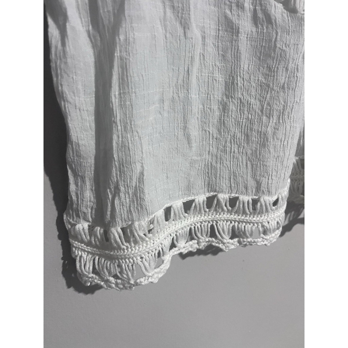 Cupshe Womens S White Tunic V-Neck Crochet Fringe Boho Summer Lightweight Casual