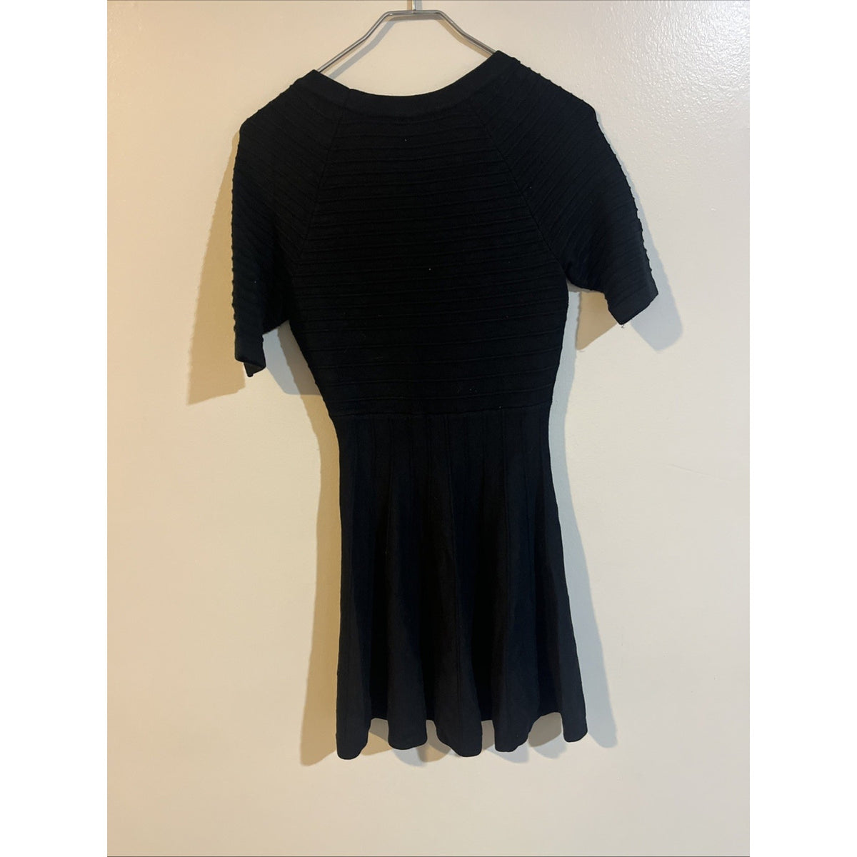 Candies Little Black Dress Woman Knit Textured Sweater Dress M Fit And Flare