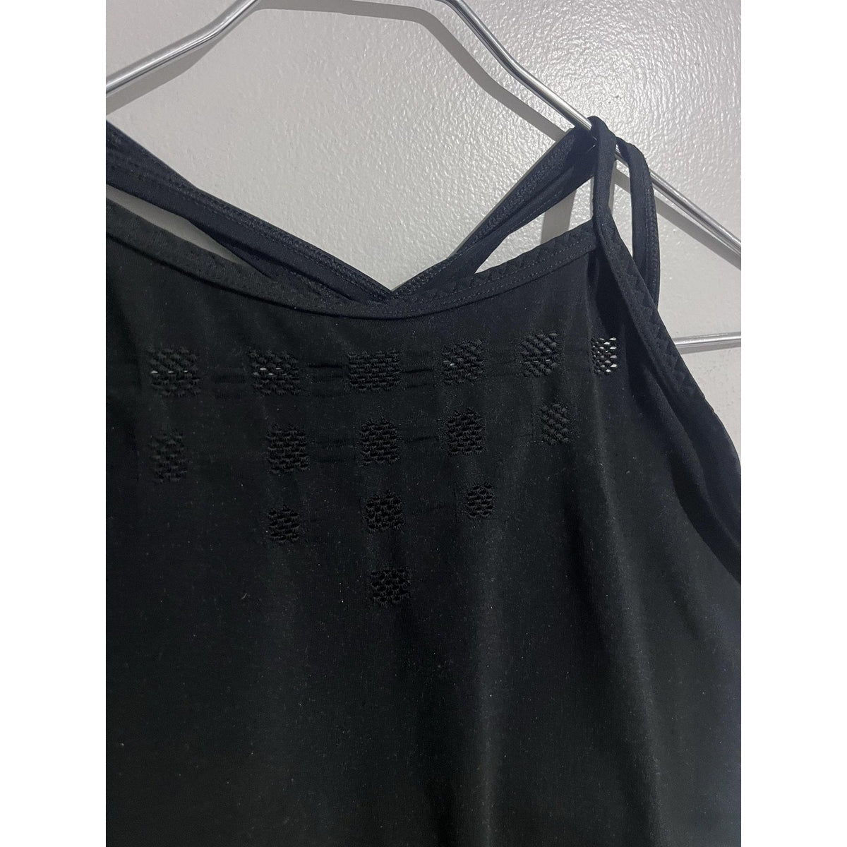 Athleta Camisole Womens M Black High Neck Padded Built-In Bra Strappy Tank Yoga