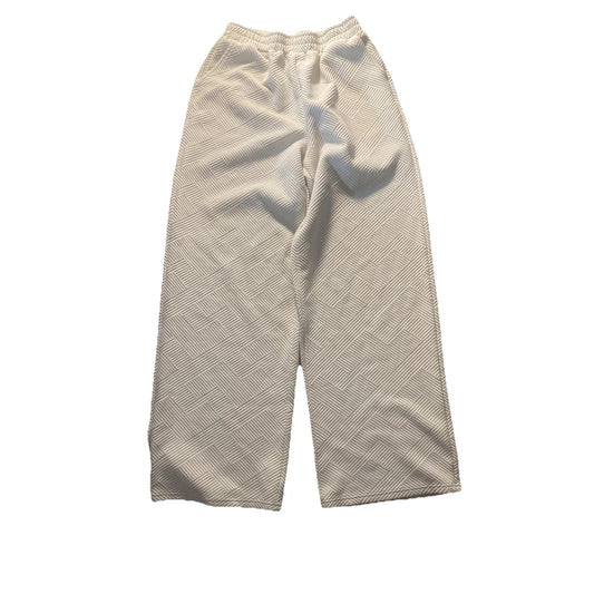 C'ISA Sweatpants Womens Small White Quilted Textured Knit Elastic Waist Relaxed