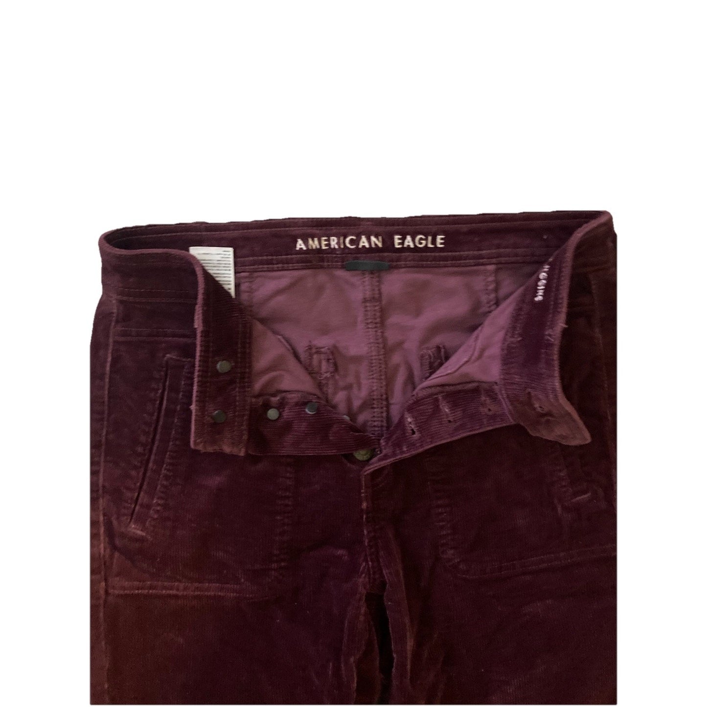 American Eagle Womens Y2K Burgundy Corduroy Jegging Pants Super Stretch Size 6