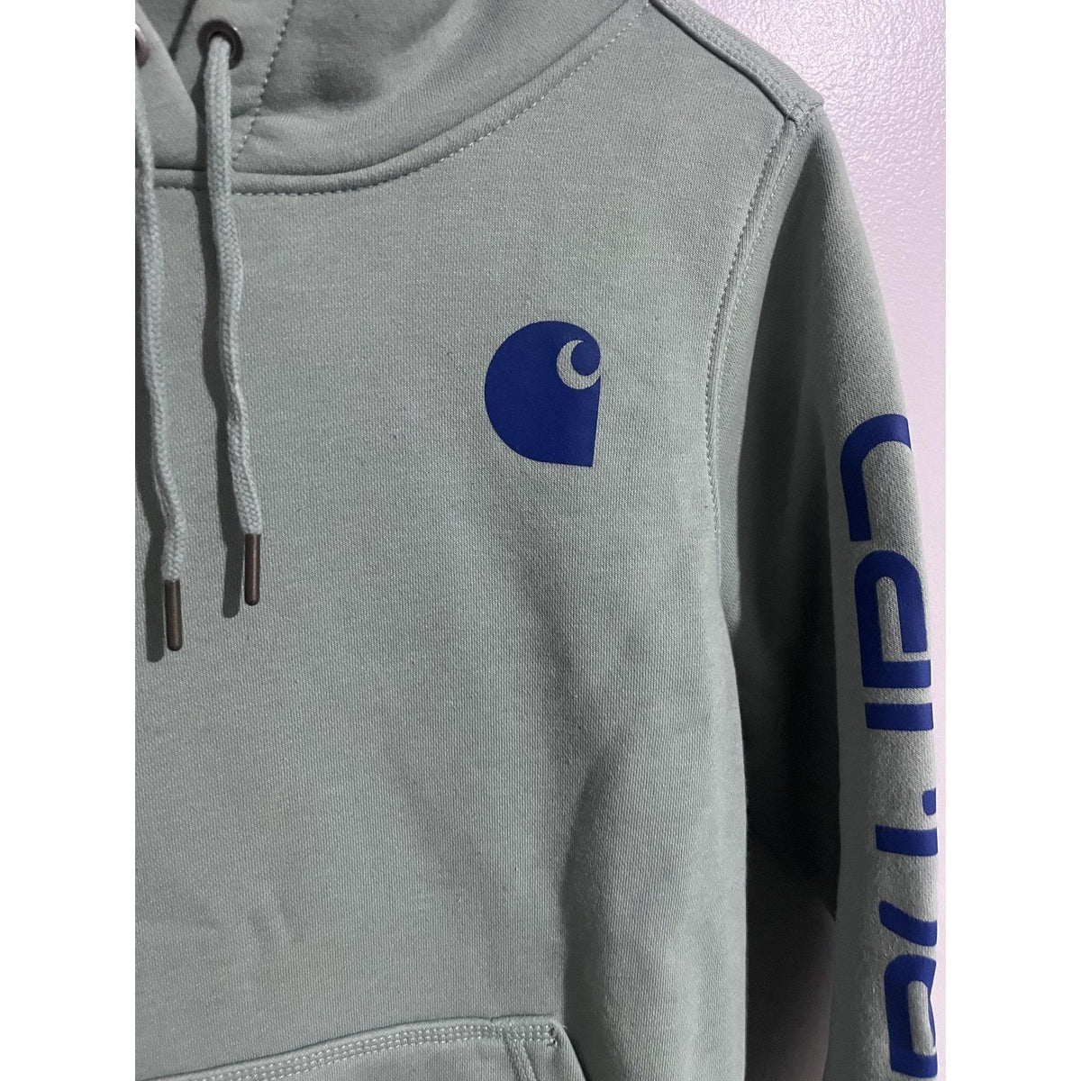 Carhartt Hoodie Unisex S Green Pullover Fleece Relaxed Fit Logo Hooded