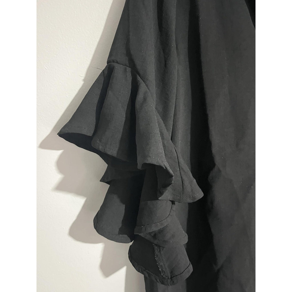 Philosophy Republic Clothing Blouse Womens S Black Chiffon Tunic Flutter Ruffle