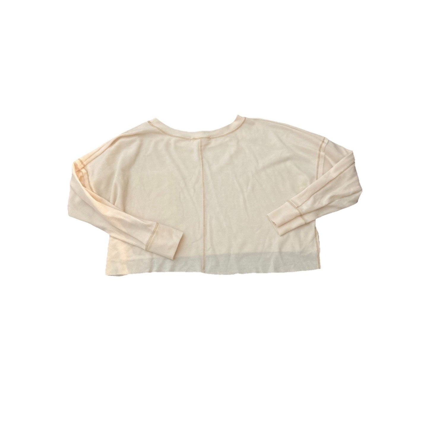 Molly Green Thermal Beige Sweatshirt Waffle Crop Long sleeve With Pocket XS