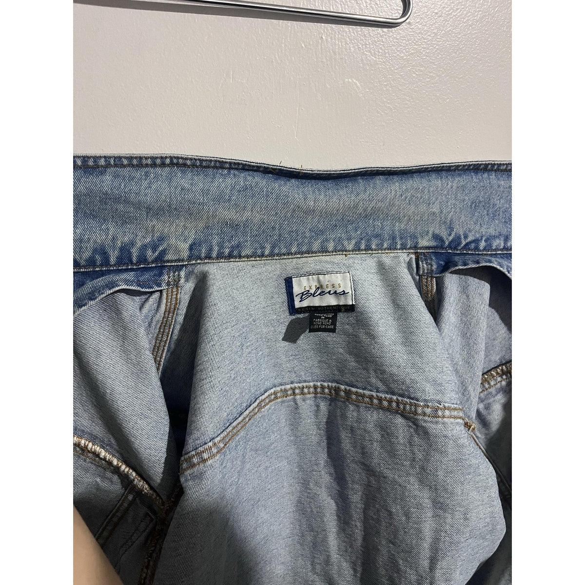 Express Bleus Jacket Womens M Blue Denim Full Zip Collared Pockets Logo